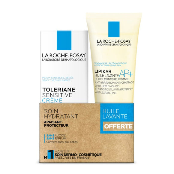 La Roche-Posay Toleriane Sensitive Moisturizing Soothing Protective Cream Care 40ml + Free Lipikar Cleansing Oil 100ml