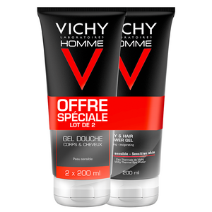 Vichy Homme Hydra Mag C Hydrating Shower Gel & Hair -2 x 200ml