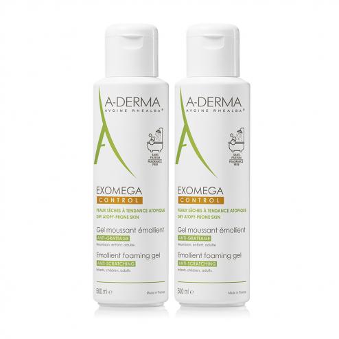 A-Derma Exomega Control Foaming Gel Emollient -2 x 500ml – The French ...