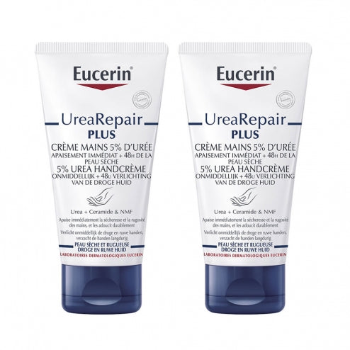 Boghandel Tumult sæt ind Eucerin UreaRepair Plus Hand Cream 5% Urea -2 x 75ml – The French Cosmetics  Club