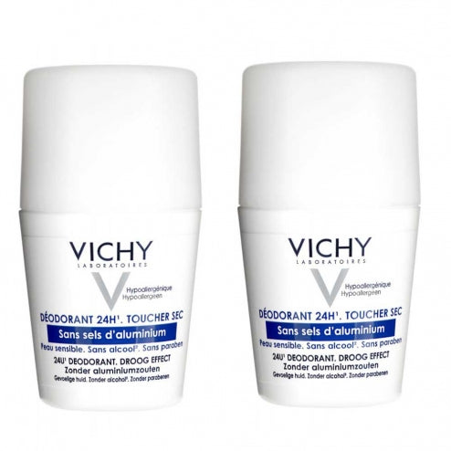 Vichy 24H Dry Touch Roll-On Deodorant-Aluminum Salt Free -2 x 40ml